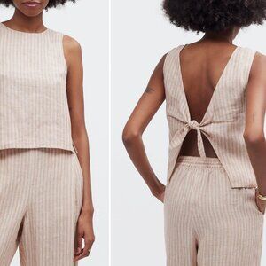 Linen Madewell Scoop Neck Tie Back Linen Tank Women's Size 8